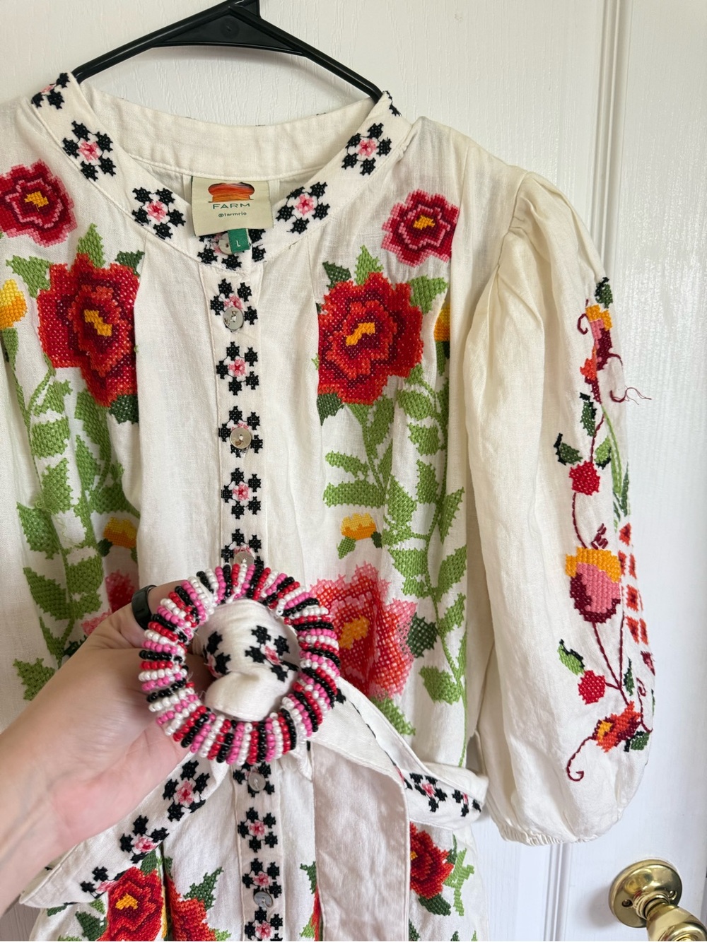 Farm Rio Carmina Embroidered Mini Dress - Picture 8 of 12